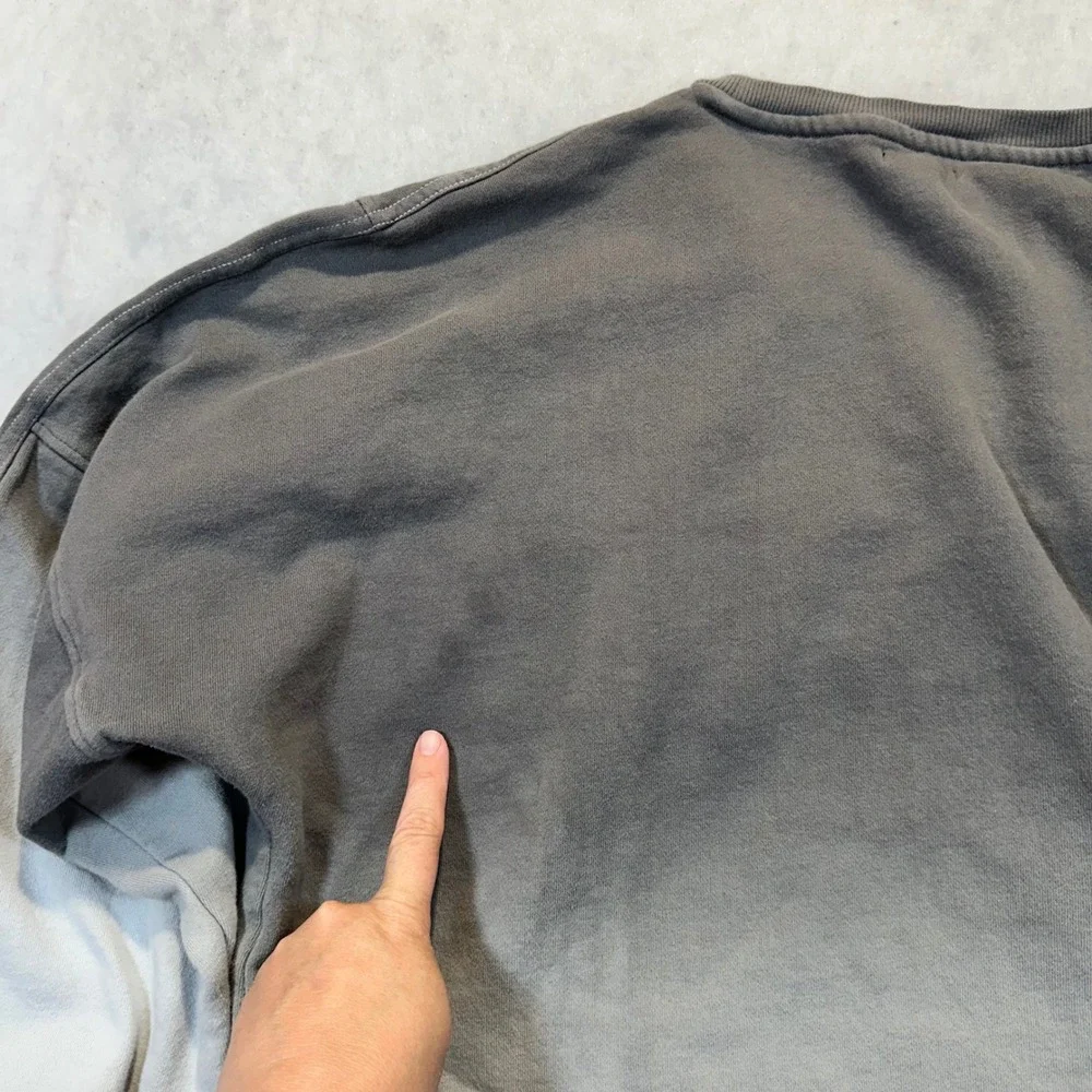 True Religion Ombre Pullover Mens 3XL Grey Streetwear Gradient Logo Sweatshirt